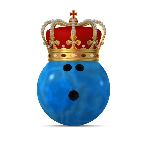 Bola Bolos Golden Royal Crown Ilustración Concepto Éxito Competencia Bowling — Foto de Stock