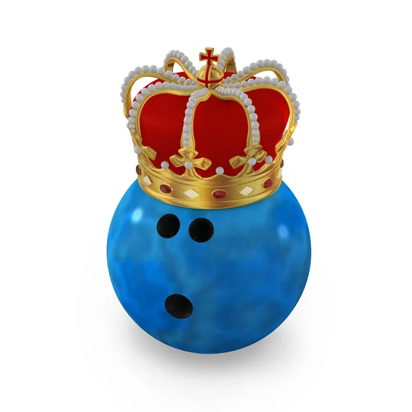 Bola Bolos Golden Royal Crown Ilustración Concepto Éxito Competencia Bowling — Foto de Stock