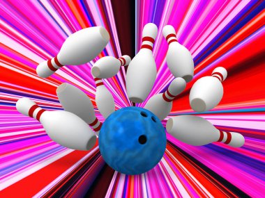 Bowling topu lobutlara çarpıyor, 3 boyutlu illüstrasyon