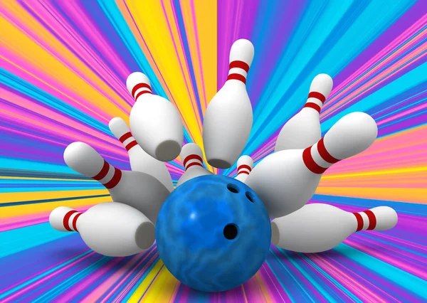 Bowling topu lobutlara çarpıyor, 3 boyutlu illüstrasyon