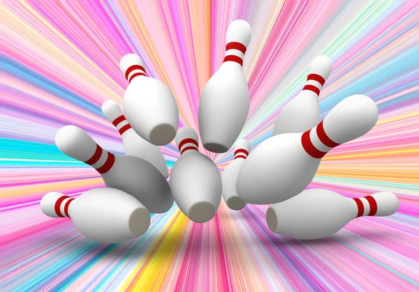 Hittingten bowling skittles pins,3D illustration