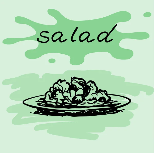 Teller mit Salat — Stockvektor