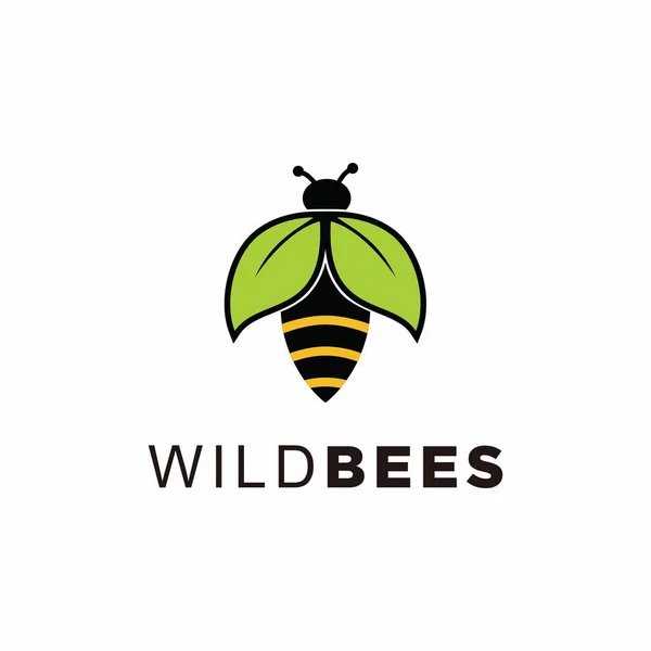 Kombinované Logo Koncepce Designu Včelího Listového Loga — Stockový vektor