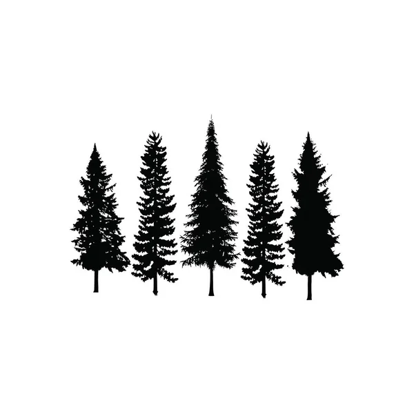 Set Collection Barrträd Cederträ Barrträd Cypress Pine Evergreen Fir Hemlock — Stock vektor