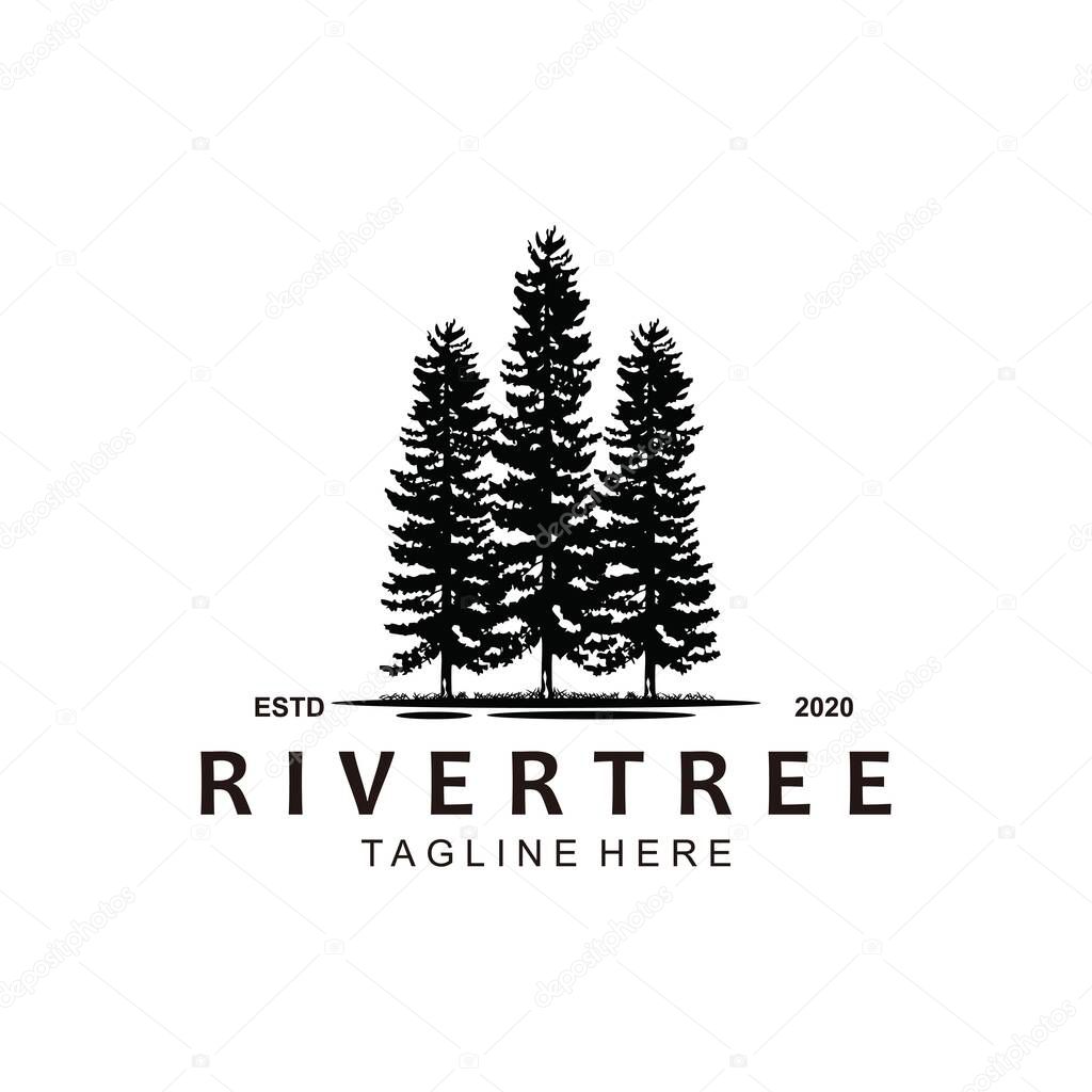 Pine tree logo design symbol template