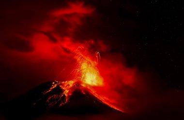 Night Explosion Of Tungurahua Volcano clipart