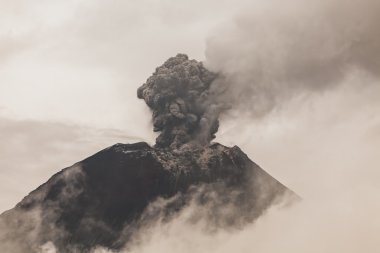 Tungurahua Volcano Telephoto Sunset Shot clipart
