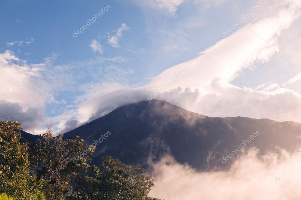 Tungurahua Volcano Sunset Explosion, Tree House 