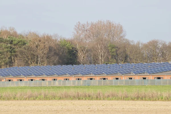 Granero moderno con colectores solares —  Fotos de Stock