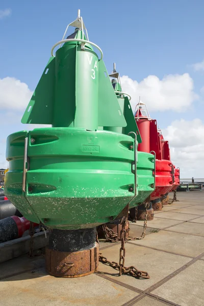 Colored navigation buoys — Stock Photo, Image