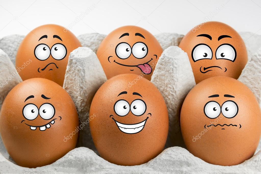 Eggs with faces and various expression
