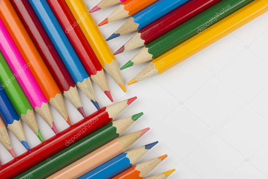 Abstract composition of a set wooden colour pencil