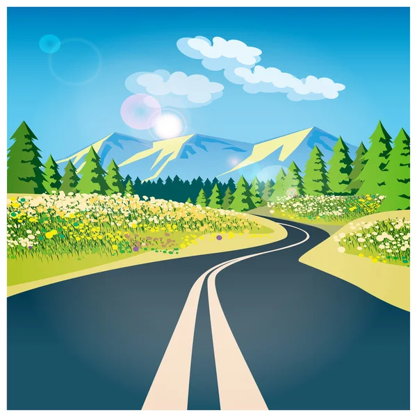 The road through the field — Stock Vector