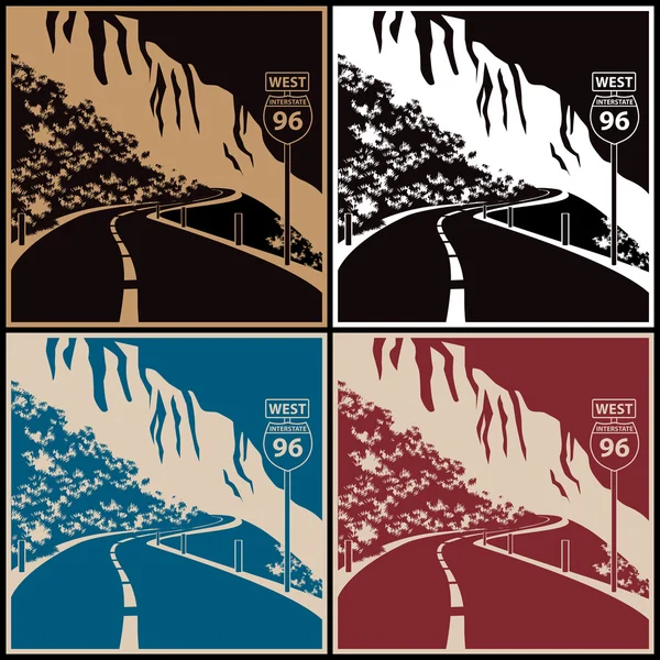 Route de montagne sinueuse — Image vectorielle