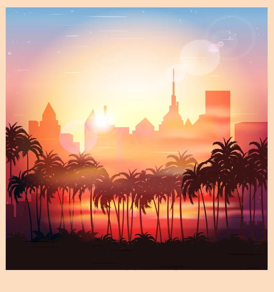 A city at sunrise — Stock Vector