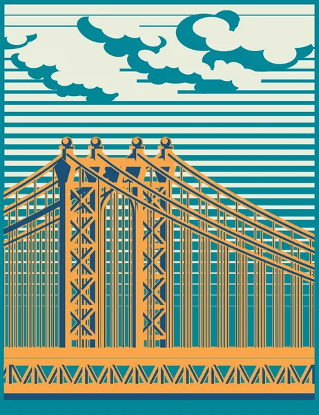 Puente grande con cable — Vector de stock