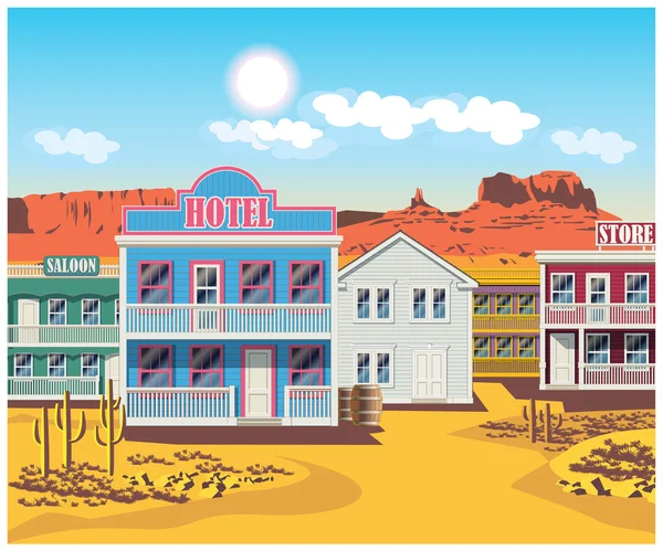 Casas del oeste salvaje — Vector de stock