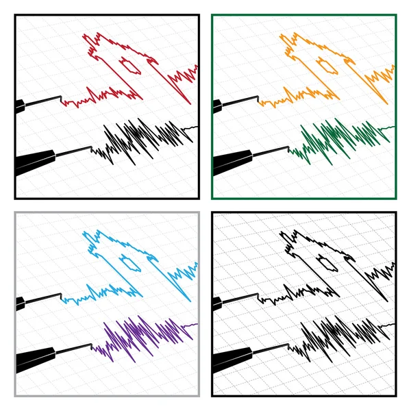 Seismic activity and seismograms — Stock Vector