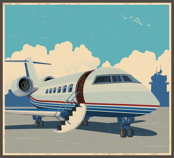 Magán légi közlekedés retro plakát — Stock Vector