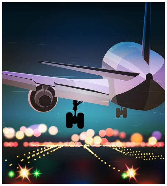 Avion de passagers atterrit vieille affiche — Image vectorielle