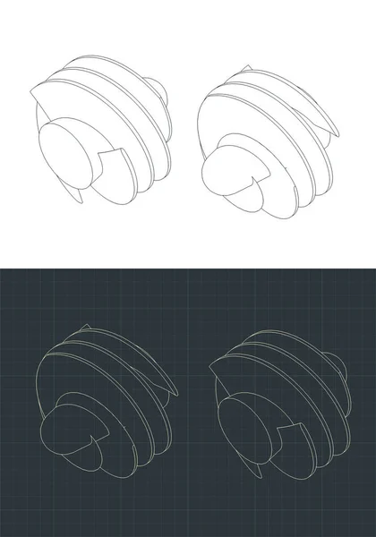 Stilisierte Vektorillustration Isometrischer Zeichnungen Der Spiralinduktion — Stockvektor