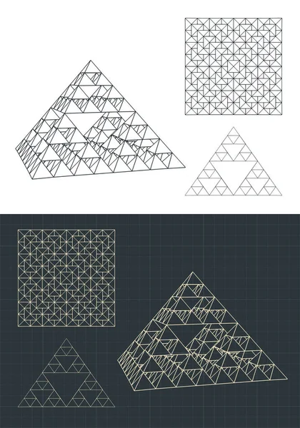 Stylizovaná Vektorová Ilustrace Fraktálních Pyramidových Kreseb — Stockový vektor