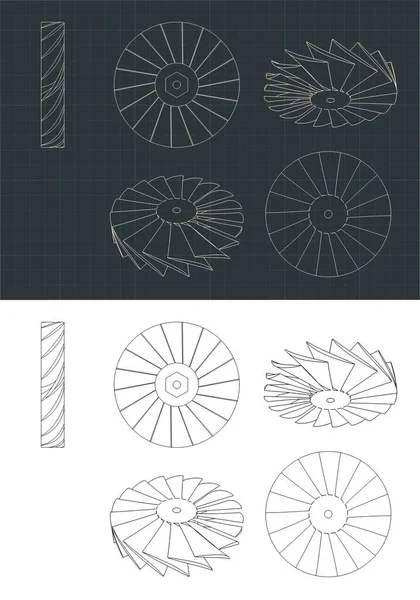 Illustration Vectorielle Stylisée Des Dessins Rotor Turbine — Image vectorielle