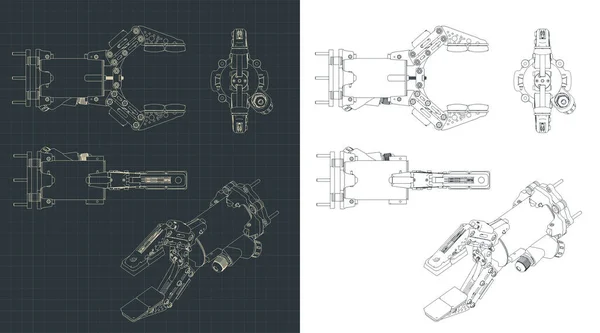 Stilisierte Vektorillustration Von Roboterarmzeichnungen — Stockvektor