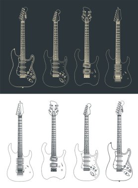 Elektro gitarların biçimlendirilmiş vektör çizimi