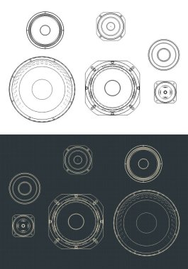 Hoparlörlerin biçimlendirilmiş vektör çizimleri