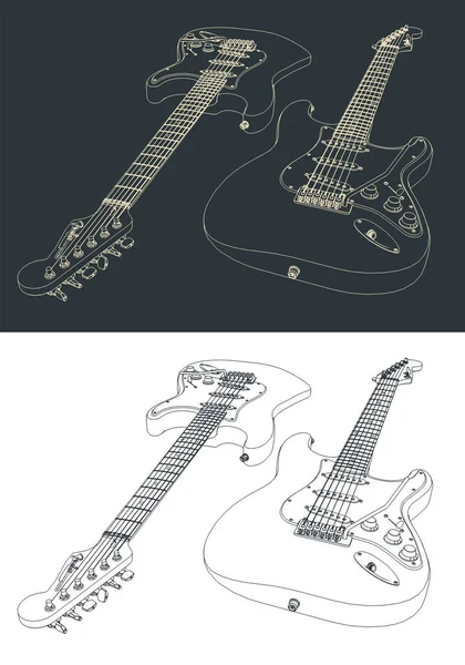 Stilisierte Vektorillustration Von Gitarren Skizzen — Stockvektor