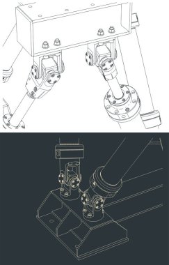 Hexapod mekanizmasının biçimlendirilmiş vektör illüstrasyonuName