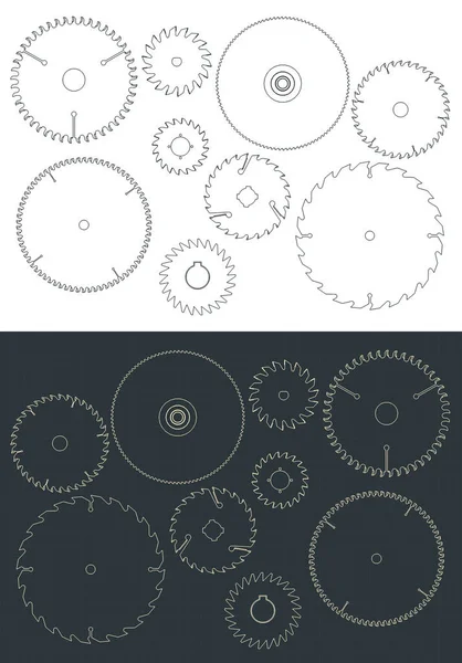 Ilustración Vectorial Estilizada Del Conjunto Dibujos Sierra Circular — Archivo Imágenes Vectoriales