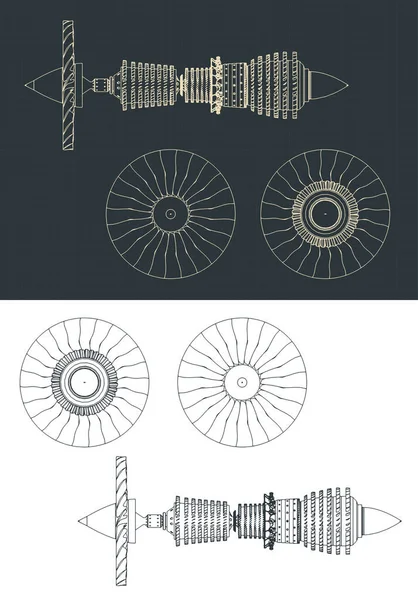 Stylizowane Ilustracje Wektorowe Rysunków Sprężarki Turbinowej — Wektor stockowy