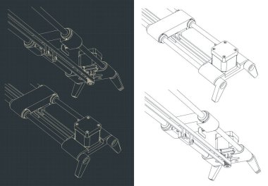 Kamera kaydıracı yakın plan çizimlerinin biçimlendirilmiş vektör illüstrasyonu