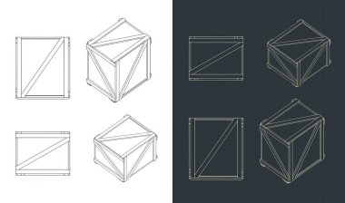 Nakliye sandıklarının iki stilize vektör çizimi