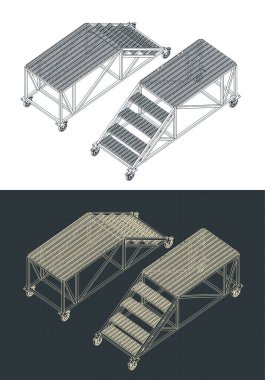 Servis çizimleri için bir platformun biçimlendirilmiş vektör çizimi