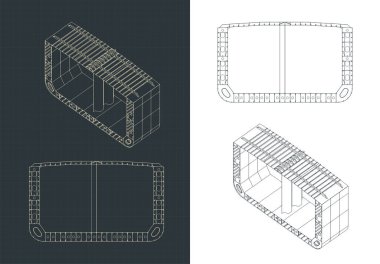 Bir tanker orta gemi bölümünün biçimlendirilmiş vektör çizimi