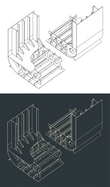 Bir kargo gemisi çiziminin biçimlendirilmiş vektör çizimi