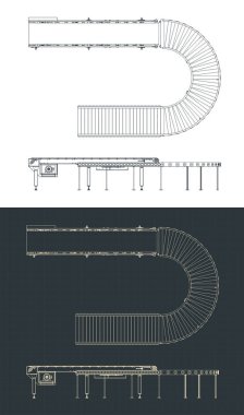 Roller ve şerit taşıyıcılarının biçimlendirilmiş vektör çizimleri