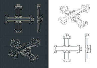 cnc makine çizimleri için doğrusal bir çalıştırıcının biçimlendirilmiş vektör çizimleri