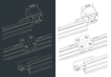 Kemer güdümlü çalıştırıcı çizimlerinin biçimlendirilmiş vektör çizimleri