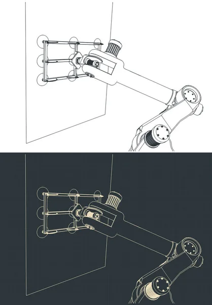 Stilisierte Vektorillustration Von Roboterzeichnungen Mit Vakuumgreifer — Stockvektor