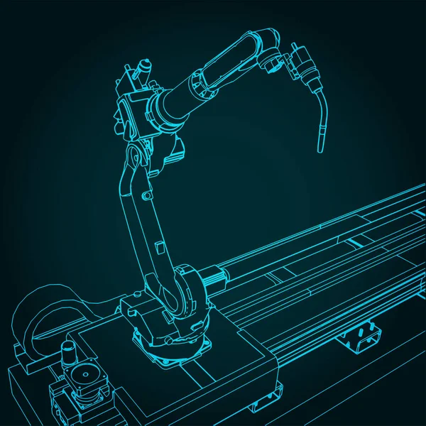 Стилизованная Векторная Иллюстрация Роботизированной Сварочной Машины Автоматизированных Производственных Линий — стоковый вектор