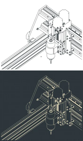 3B oyma izometrik çizimler için otomatik CNC makinesinin biçimlendirilmiş vektör çizimleri