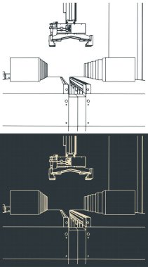 Robot kollu otomatik taşıyıcı çizimlerinin biçimlendirilmiş vektör çizimi
