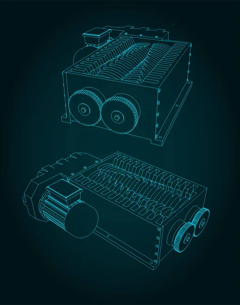 Stilisierte Vektorillustration Von Zeichnungen Der Zerkleinerungsmaschine — Stockvektor