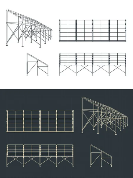 Stylized Vector Illustration Drawings Solar Panels — Stock Vector