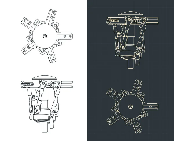 Стилизованная Векторная Иллюстрация Изометрических Чертежей Главного Ротора Вертолета — стоковый вектор