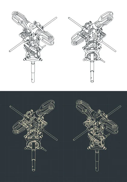 Ilustración Vectorial Estilizada Dibujos Isométricos Del Rotor Principal Del Helicóptero — Archivo Imágenes Vectoriales